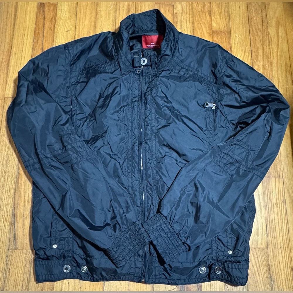 Zara Men’s Black Moto Style Jacket Multiple Pockets Size XXL Silver